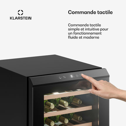 Cave à vin polyvalente KLARSTEIN Bevora 4 clayettes 62L 20 bt 43 cm Noir