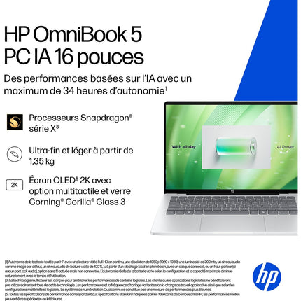 Ordinateur portable HP OmniBook 5 16-bf0005nf OLED Copilot+PC