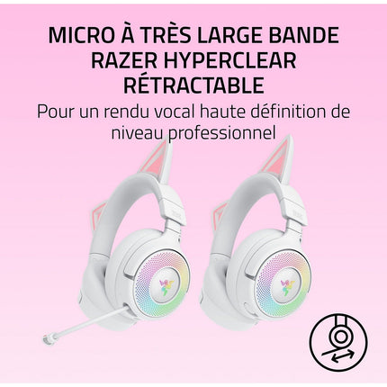 Casque gamer RAZER KRAKEN KITTY V3 PRO BLANC