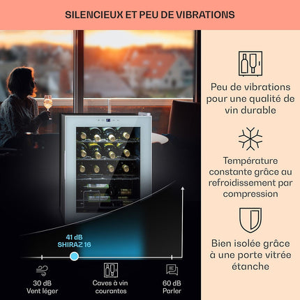 Cave à vin de service KLARSTEIN Shiraz 16 Uno 42L tactile