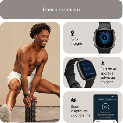 Montre santé FITBIT Versa 4 Aluminium Graphite et
