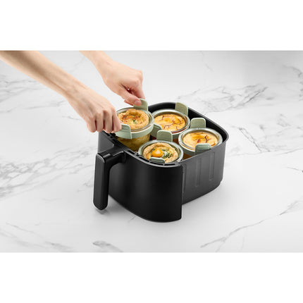 Lot LEKUE x4 mini plat en verre rond pour airfryer