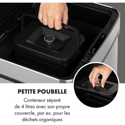 Poubelle de cuisine tri sélectif KLARSTEIN Touchless capteur 72L 4 bacs Inox