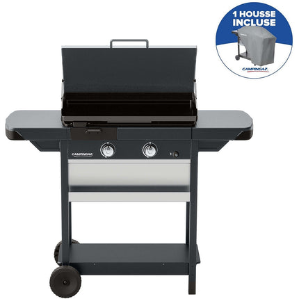 Plancha gaz CAMPINGAZ EX plus noir 2brûleurs sur chariot, 66x42cm + housse