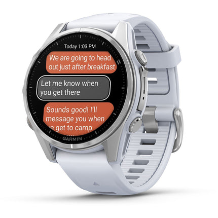 Montre sport GARMIN Fenix 8 Multisports GPS AMOLED IP6X BT Wi-Fi 43 mm Argent / Blanc