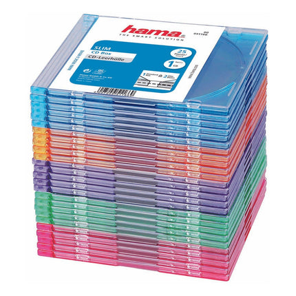 Boite à CD/DVD HAMA Slim CD pack de 25 Différents coloris
