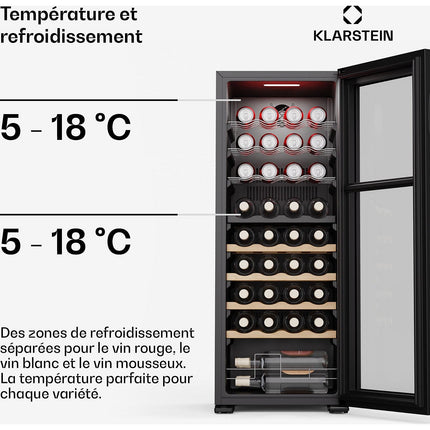 Cave à vin de service KLARSTEIN Bovella 36 Duo+ 36 bouteilles