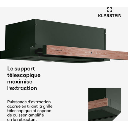 Hotte casquette KLARSTEIN ZenFusion 60cm 400m³/h CEE A Noir
