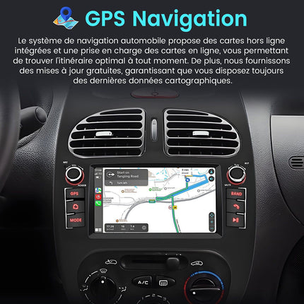 Autoradio connecté JUNSUN pour Peugeot 206 CC 2001-2006 7"Carplay
