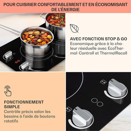 Domino vitrocéramique KLARSTEIN EasyCook Domino 2 feux 3000 W noire
