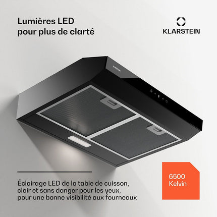 Hotte casquette KLARSTEIN ContempoNeo 60cm encastrée 175m³/h noir