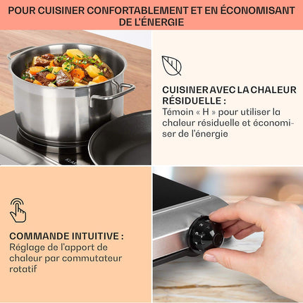 Domino vitrocéramique KLARSTEIN Cookbuddy 2 zones 2400W 5 vitesses inox