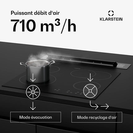 Hotte plan de travail KLARSTEIN Brisa 60 cm 710 m³/h A+ LED 42 dB Noir