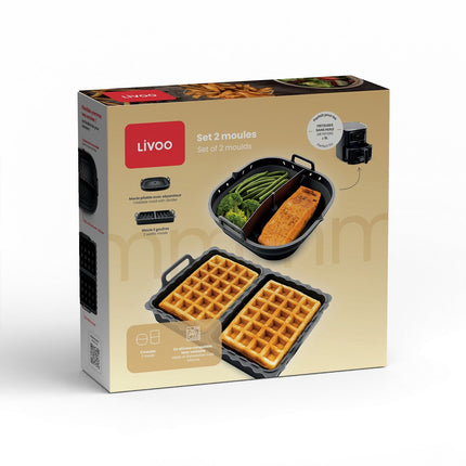 moule LIVOO set de 2 accessoires Airfryer - Rétractable avec séparateur & Spécial gaufres