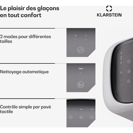 Machine à glaçons KLARSTEIN SparkIce 15kg/24h 2 modes auto Blanc