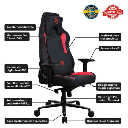 Chaise gaming AROZZI Vernazza SuperSoft Noir / Rouge