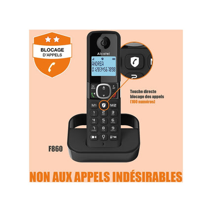 Téléphone sans fil ALCATEL F860 Solo Noir