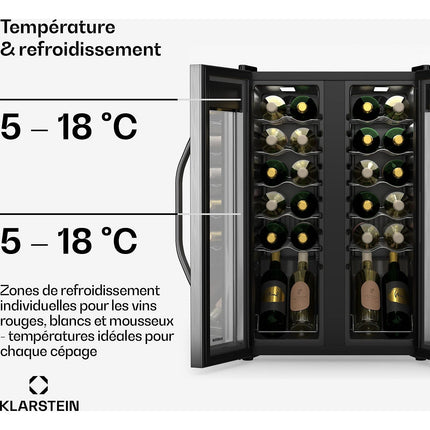 Cave à vin polyvalente KLARSTEIN Vinamour 2 zones tactile UV