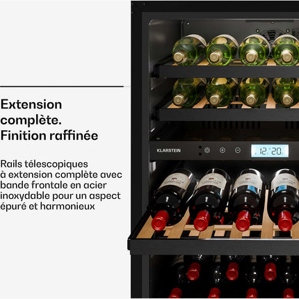 Cave à vin polyvalente KLARSTEIN VeroSteel 2 zones 129L 43 bt 60 cm Noir