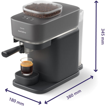 Machine à expresso PHILIPS Baristina BAR303/00 cafetière à grain Blanche + mousseur à Lait