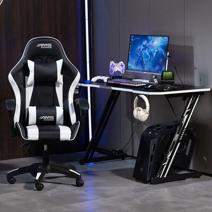 Bureau gamer AMS GAMING GAMERDESK-120Z-WHITE