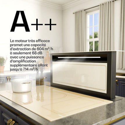 Hotte escamotable KLARSTEIN Victoria Downdraft 90cm 713,8 m³/h Beige