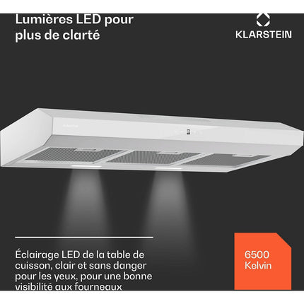 Hotte casquette KLARSTEIN ContempoNeo 90cm encastrée 175m³/h blanc