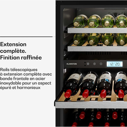 Cave à vin polyvalente KLARSTEIN VeroSteel 2 zones 129L 43 bt 60 cm Inox