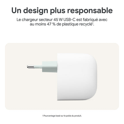 Chargeur GOOGLE USB-C 45W Blanc
