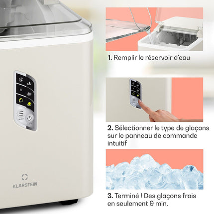 Machine à glaçons KLARSTEIN Albaron - 12 kg/24 - Crème