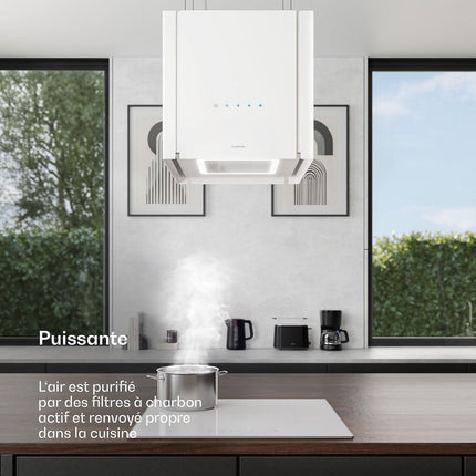 Hotte décorative îlot KLARSTEIN Velaire 40 cm 601 m³/h CEE A++ Blanc