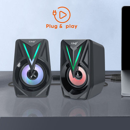 Enceinte PC LINQ Enceinte Jack 3.5mm Éclairage LED RGB