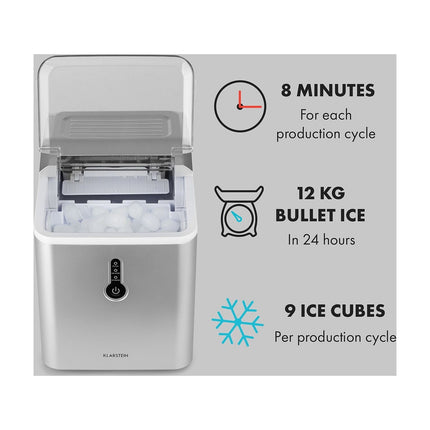 Machine à glaçons KLARSTEIN Chillout - 12 kg/24h - Argent