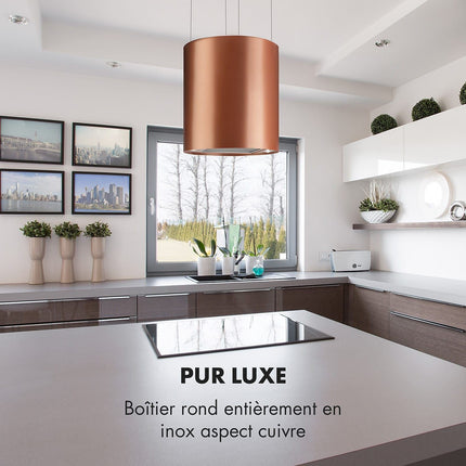 Hotte décorative îlot KLARSTEIN Barett îlot Ø 35cm 560 m³/h LED bronze