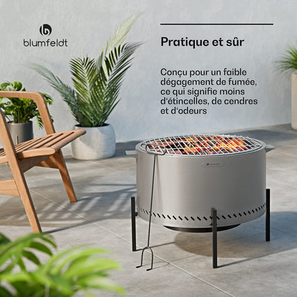 Brasero BLUMFELDT Ignite Pure sans fumée grill acier inox