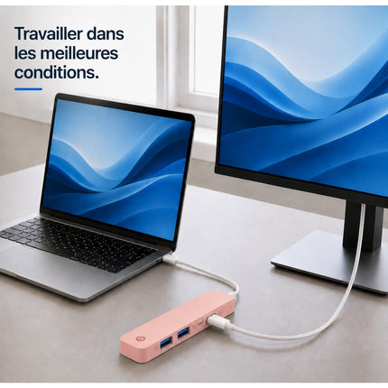 Hub USB C ESSENTIELB 4 en 1 USB-C Rose - Vr