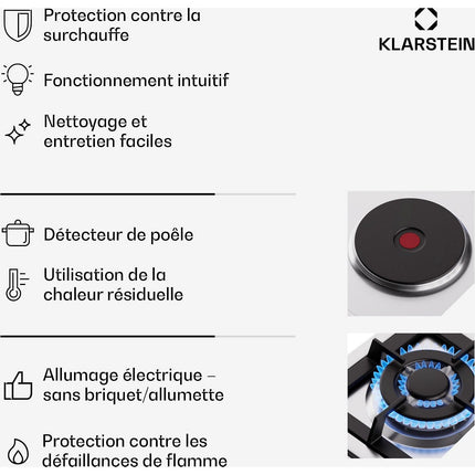 Plaque mixte induction gaz KLARSTEIN MultiChef 5 zones 4 feux gaz inox