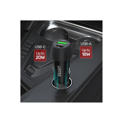 Chargeur allume-cigare UNITEK Chargeur allume cigare 2 Ports USB-C PD