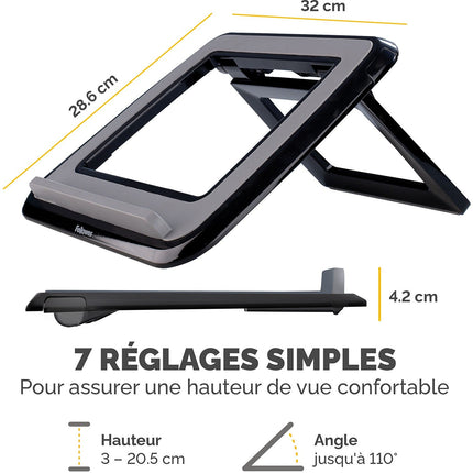 SUPPORT FELLOWES pc portable ergonomique Quicklift I noir
