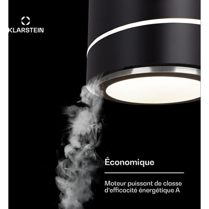 Hotte décorative îlot KLARSTEIN Tron Ambience Ø 38 cm 540 m³/h noir