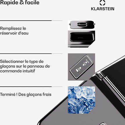 Machine à glaçons KLARSTEIN Clearcube 13 kg/24h transparente Noir Reconditionné