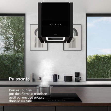 Hotte décorative îlot KLARSTEIN Velaire 40cm CEE A++ 601 m³/h 62 dB Noir