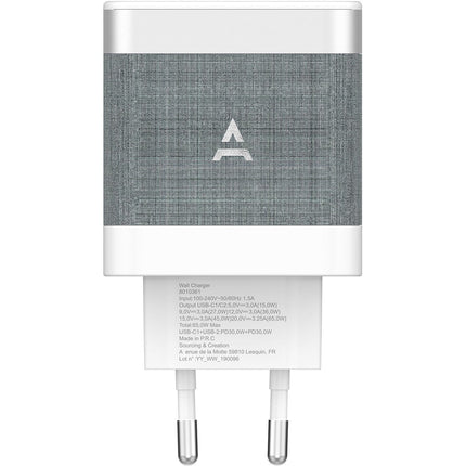 Chargeur ordinateur portable ADEQWAT 65W charge rapide 2 USB-C