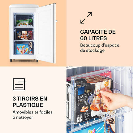 Congélateur armoire KLARSTEIN Laika 60L 3 tiroirs -18 à 0 °C E beige