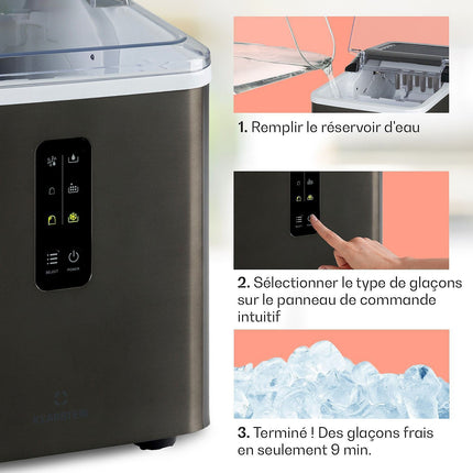 Machine à glaçons KLARSTEIN Albaron 12kg/24h 1,5L auto-clean gris