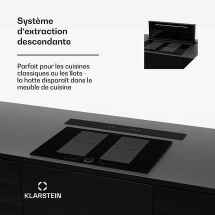 Hotte escamotable KLARSTEIN Royal Flush Eco 75cm 604m³/h A++ Noir