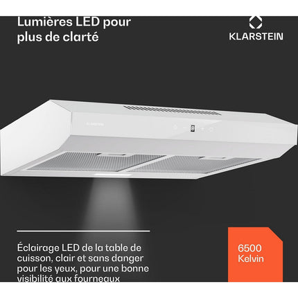 Hotte casquette KLARSTEIN ContempoNeo 60cm encastrée 175m³/h blanc