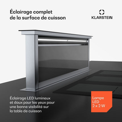Hotte escamotable KLARSTEIN Royal Flush Eco 120cm 840m³/h 64 dB Noir
