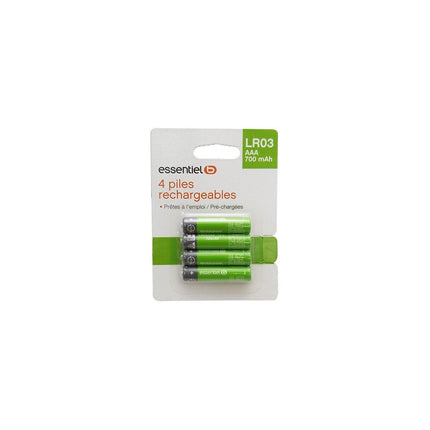 Pile rechargeable ESSENTIELB LR03 AAA Lot de 4 piles 700mAh