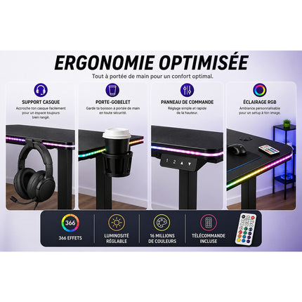 Bureau gamer AKUMA D03 Motorisé Carbone RGB